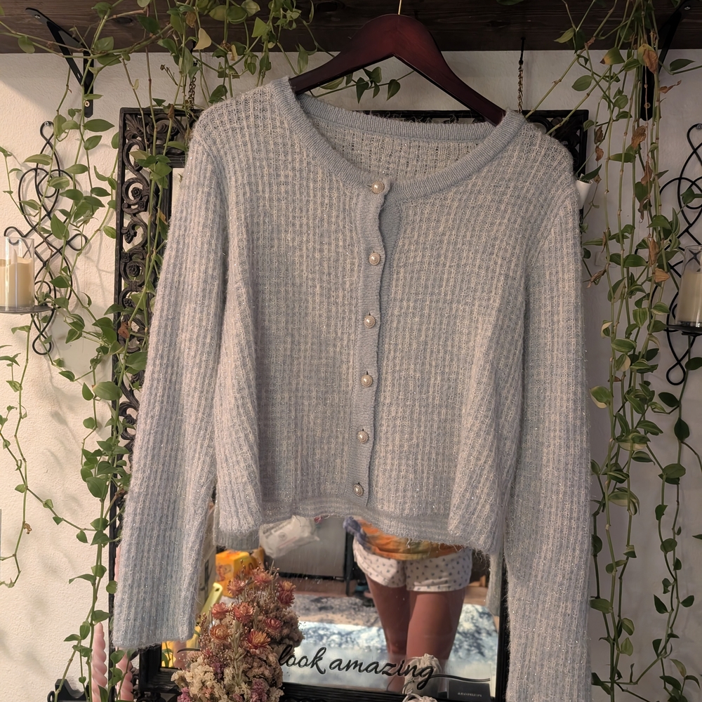 Elegant Light Blue Cardigan Sweater